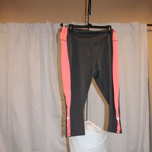 Marika Sport Capri Yoga Pants Gray & Pink